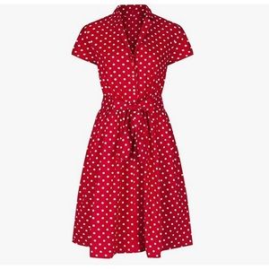 NWT Red Polka Dot Vintage Style A Line Shirt Dress
